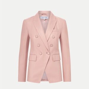 Veronica Beard Blush Lamb Skin Double-Breasted Blazer